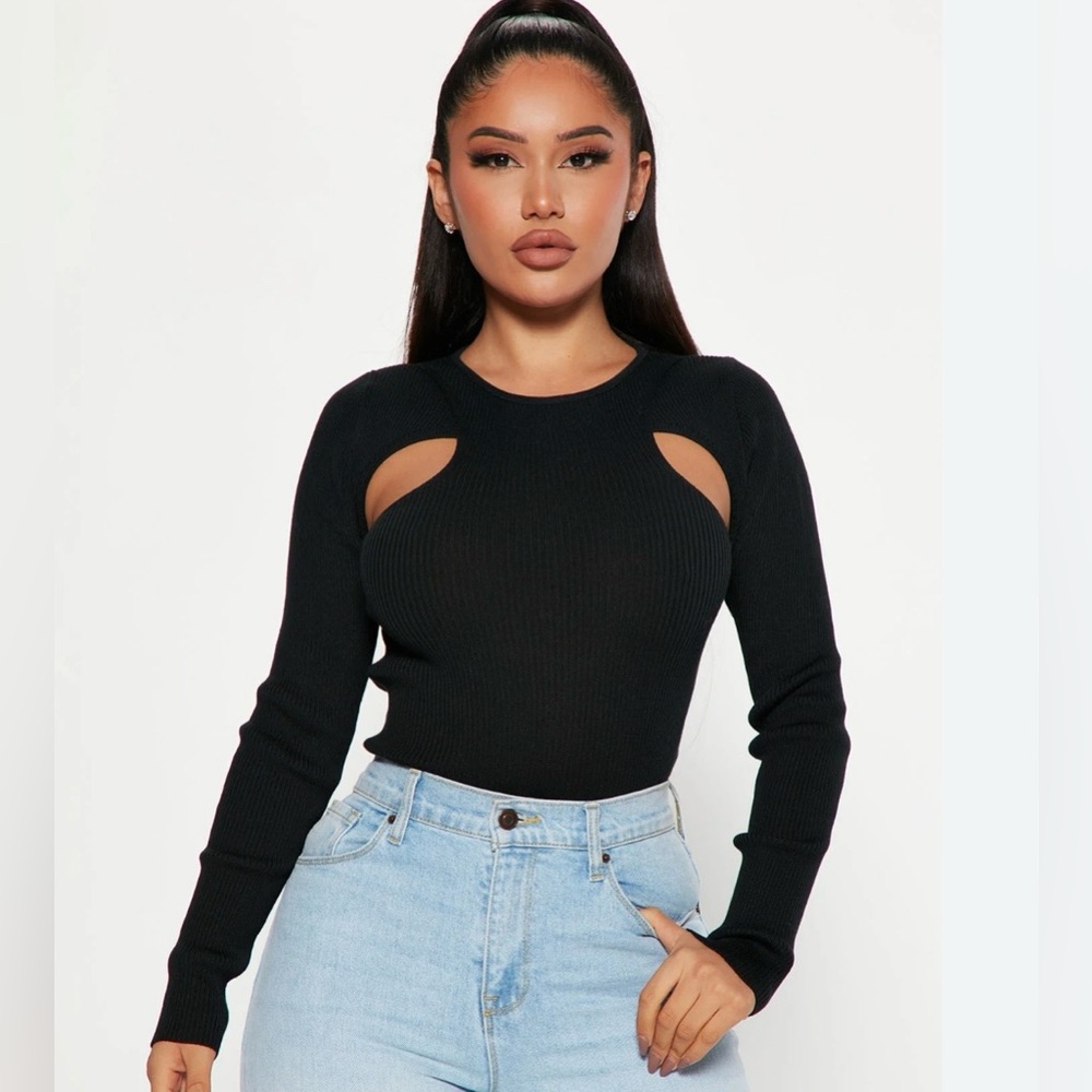 Fashion nova women’s 2X major crush cut‎ out stretched ribbed sweater top (New)